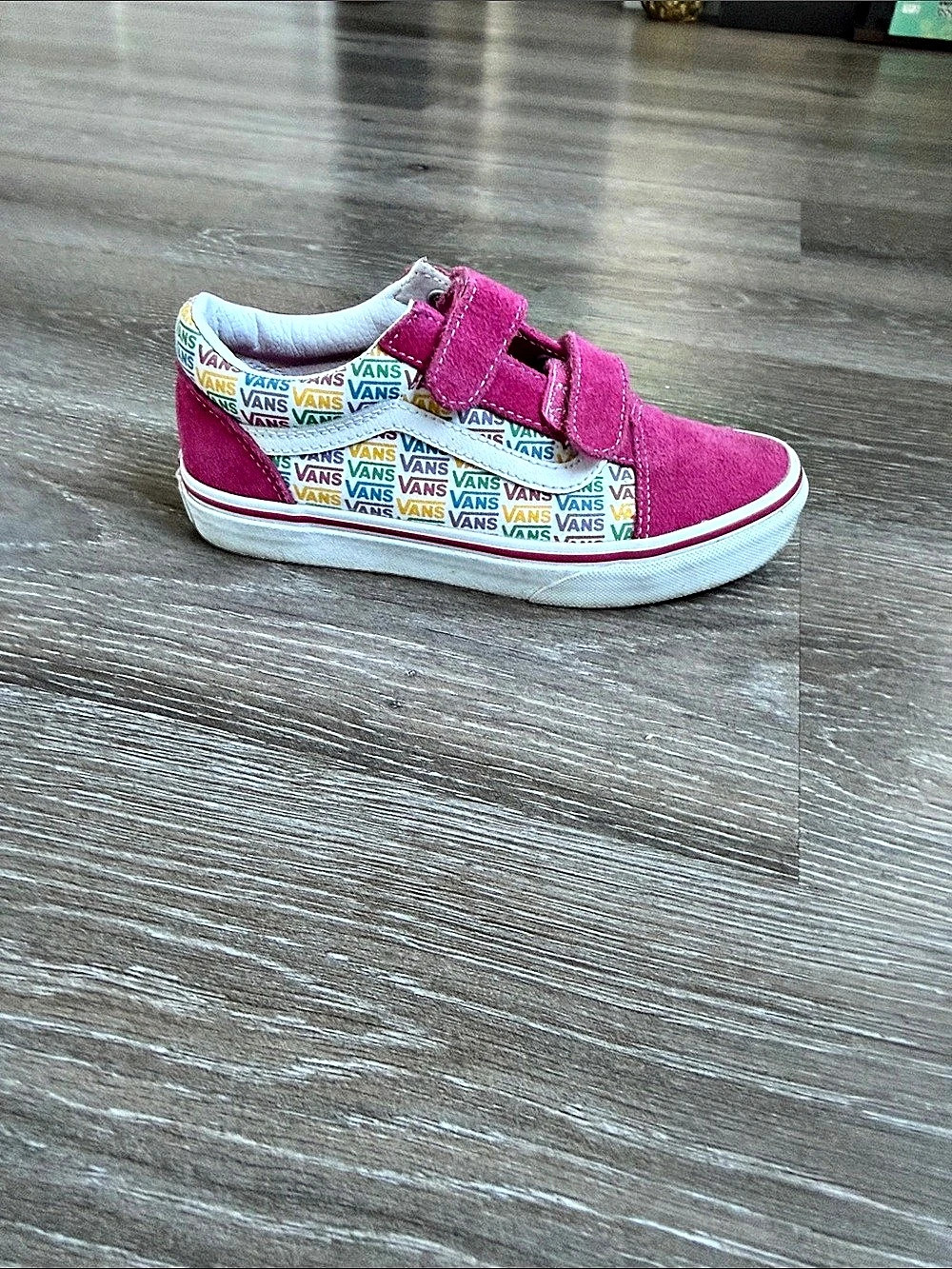 Vans Kids Old Skool V Multi Logo Pink Sneakers
